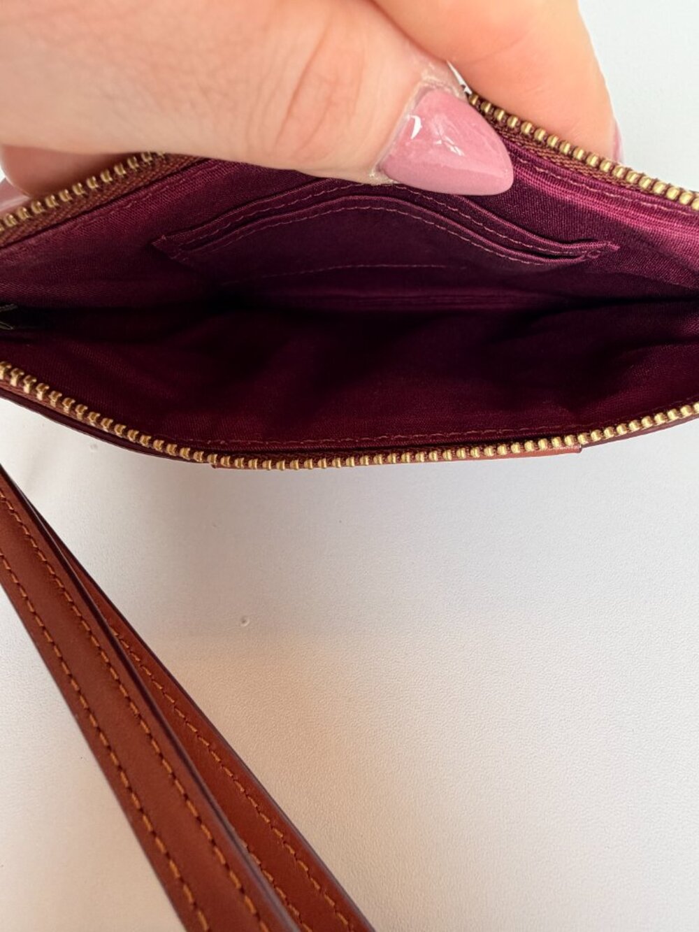 Coach Essential Small Wristlet Signature Canvas Brass Tan Caramel - Picture 3 of 4